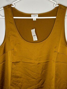 J.CREW NEW Scoop Shell Top Womens S Gold Sleeveless Satin Flowy Lightweight